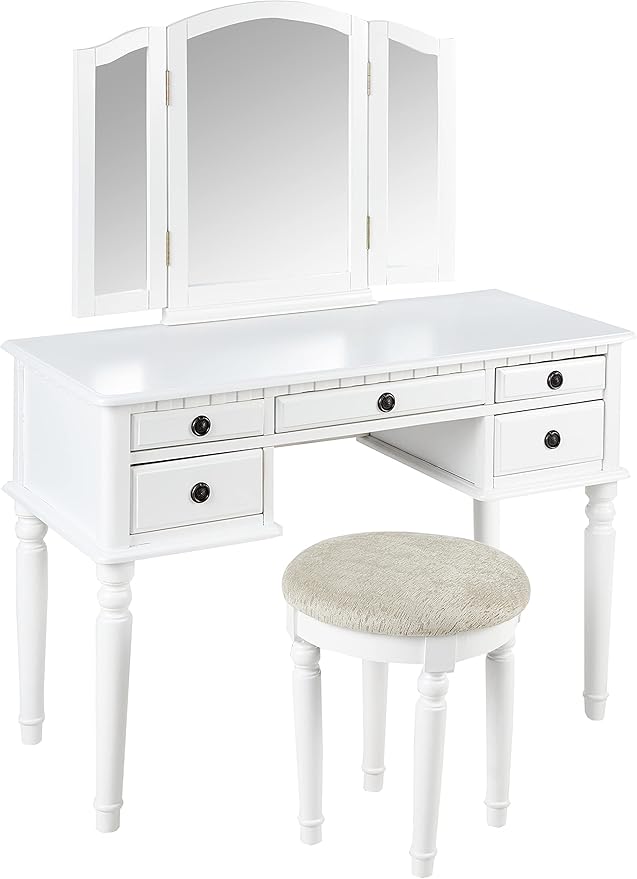 Bobkona St. Croix Collection Vanity Set with Stool, F4074, White