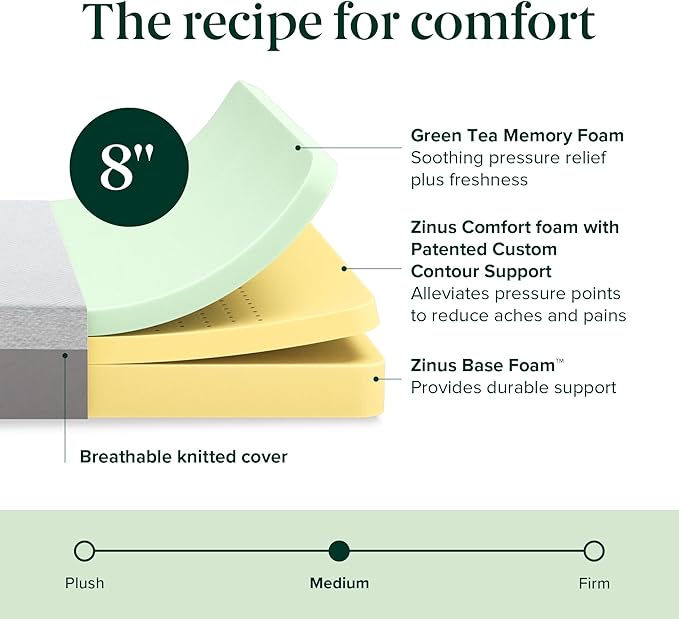 ZINUS 8 Inch Ultima RV Memory Foam Mattress [New Version], Short Queen, Fiberglass Free, Medium Firm Feel, Breathable Memory Foam, Certified Safe Foams & Fabric, Mattress in A Box