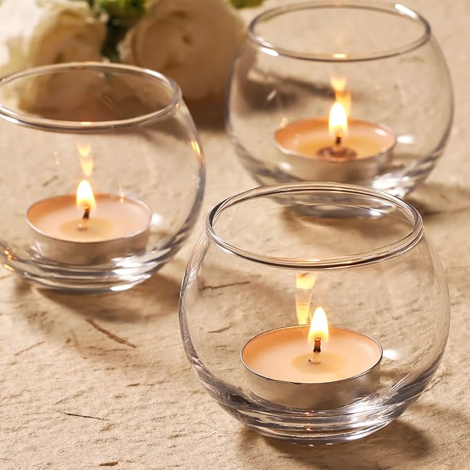 Volens 24PCS Clear Votive Candle Holders for Table Centerpieces, 2''×2'' Round Glass Tealight Candle Holders Bulk for Wedding Decor and Home Decorations