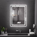 Koonmi 32x24 LED Bathroom Mirror, Backlit + Front Lit, LED Bathroom Mirror with Lights for Wall, 3 Colors, Anti-Fog, Dimmable Brightness, Memory Function, Tempered Glass