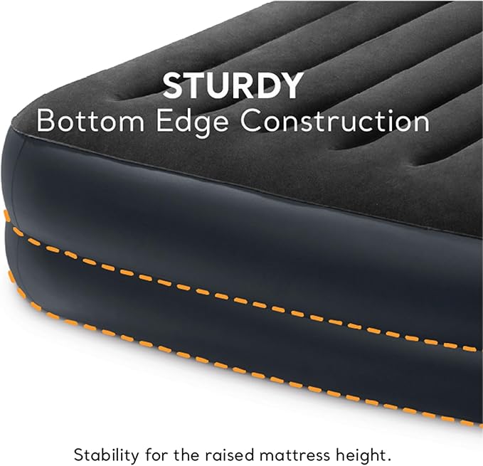 Intex Air Mattress, 64123ED Dura-Beam Plus Pillow Rest Fiber-Tech – Queen Size – Built-in Electric Pump – 16.5in Bed Height – 600lb Weight Capacity
