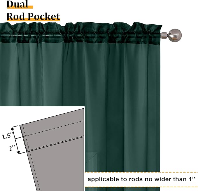 Aiyufeng Hunter Green Sheer Curtain Drapes 63 Inch Length 2 Panels for Living Room, Light Filtering Voile Green Drapes for Bedroom, Patio, Sliding Door, Each 40" W x 63" L