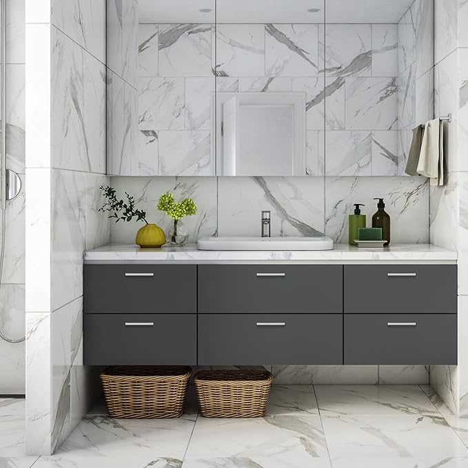 Ravinte 25 Pack Brushed Nickel Kitchen Cabinet Handles 6-1/4 Inch Cabinet Pulls Square Kitchen Hardware for Cabinet Drawer Pulls Drawer Handles Come with Screwdriver