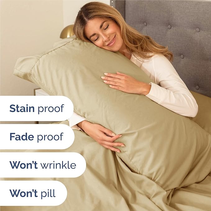 Twin 4 Piece Sheet Set - Comfy Breathable & Cooling - Ultra Soft Hotel Luxury Bedding Set with 8-16 Inch Deep Pockets - 1 Flat & 1 Fitted Sheet & 2 Pillowcases - Cozy, Wrinkle Free & Easy Care - Beige