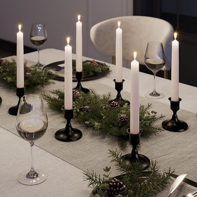 Black Taper Candle Holders Set of 3, Vintage Metal Candlestick Holders for Dinner Room Table Centerpiece or Mantel Wedding Party Decor