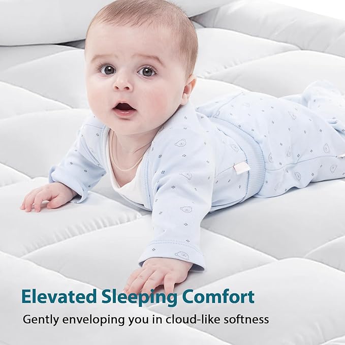 CYMULA Mattress Topper Super Queen Size - Extra Thick Cooling Mattress Pad Cover for Back Pain - Soft Mattress Protector Bed Topper Pillow Top with 8-21 Inch Deep Pocket 3D Snow Down Alternative Fill