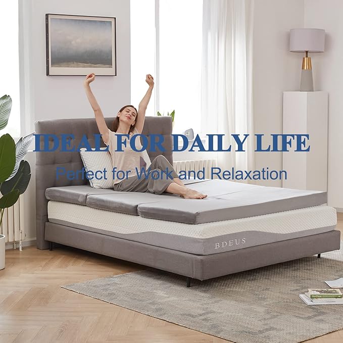 SINWEEK 4" Cot Memory Foam Folding Mattress with Storage Bag - Foldable Trifold Floor Bed Topper, CertiPUR-US Certified Guest Sleeping Pad, Machine Washable Cover
