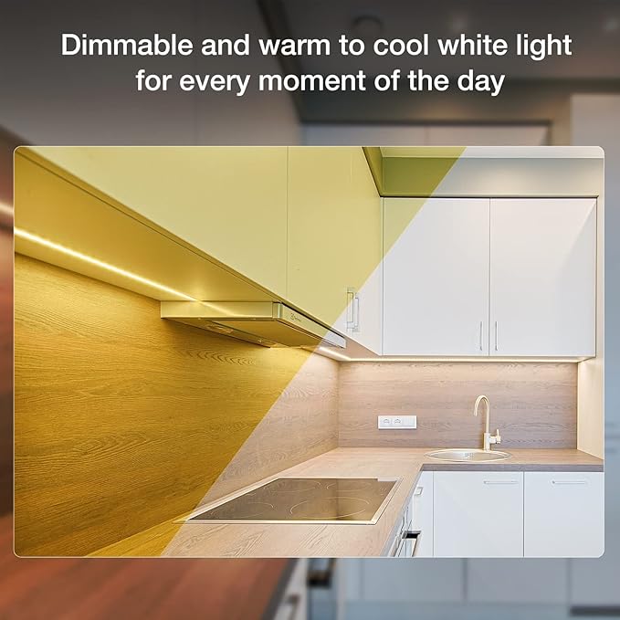 DAYBETTER 8 PCS Under Cabinet Lighting Kit, Bright Under Cabinet Lights, Flexible Led Strip Lights with Remote, for Kitchen Cabinets Shelf Desk Counter, 2700K-6500K Warm to Daylight White, 13.2ft