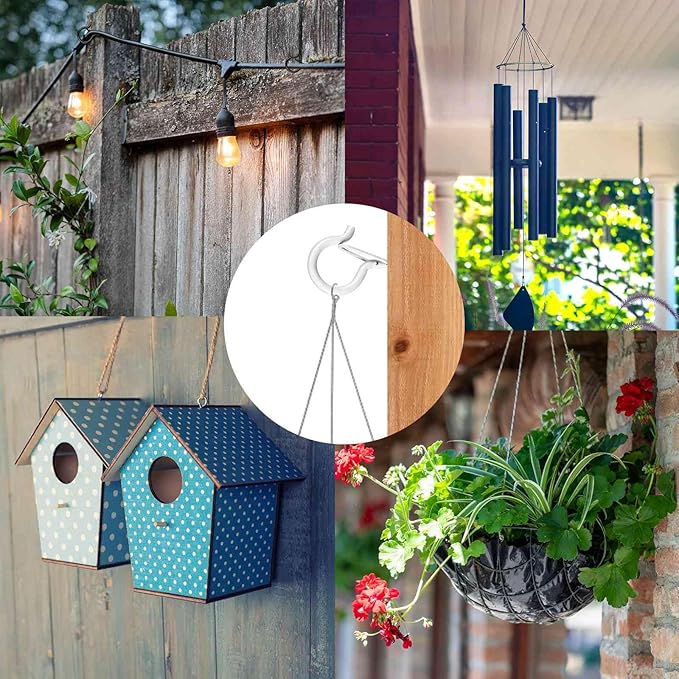 96 PCS Q-Hanger Hooks, Screw Hooks for Outdoor String Lights, Safety Buckle Design Cup Eye Hook for Hanging Christmas Lights, Plants, Mounted on Wall Ceiling, Include 1 Wing Nut Driver, White