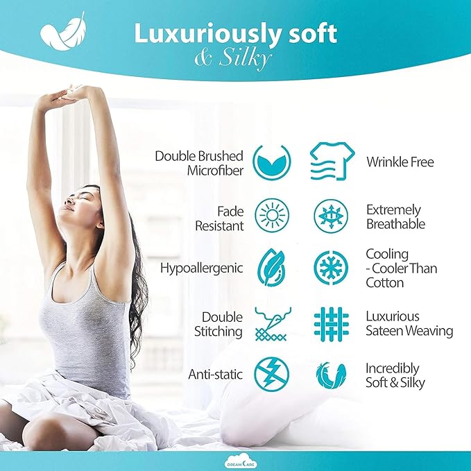 DREAMCARE Sheets Full Size Bed - Cooling Bed Sheets - 6pcs Set - Full Sheet Set - Full Size Sheets - Full Size Sheet Sets Soft & Long Lasting 100% Fine Brushed Polyester with Side Pocket - Dark Gray