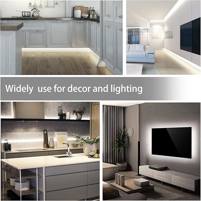 MYPLUS 65.6FT White Strip Lights, Dimmable LED Tape Light 6500K Bright Daylight White, Flexible Under Cabinet Lights with 1200 LEDs and UL Listed Safety Power Supply for Room,Kitchen and décor