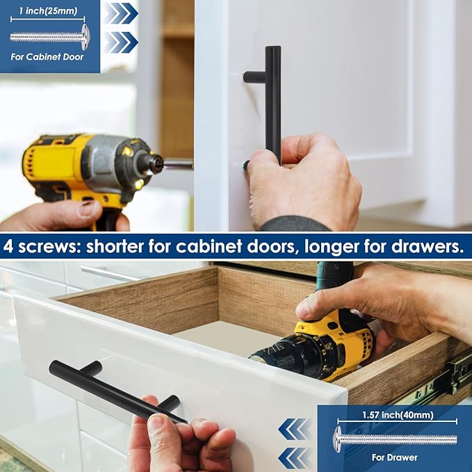 HBL' 10 Pack | 3 Inch Center to Center Matte Black Cabinet Pulls Kitchen Cabinet Handles,Made of Stainless Steel,Ideal for Cabinet,Drawer,Cupboard and Wardrobe.