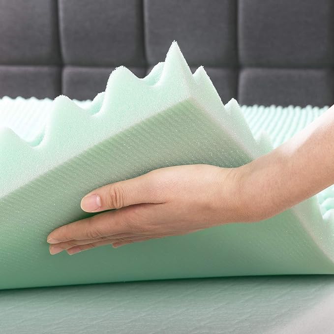 Best Price Mattress 2 Inch Egg Crate Memory Foam Mattress Topper with Calming Aloe Infusion, CertiPUR-US Certified, King,Green