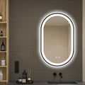 Niccy Oval LED Mirror for Bathroom, 32x20 Front Lit + Backlit Vanity Mirrors with Light Anti-Fog, Shatter-Proof, Makeup Mirror with Black Frame (Horizontal/Vertical)