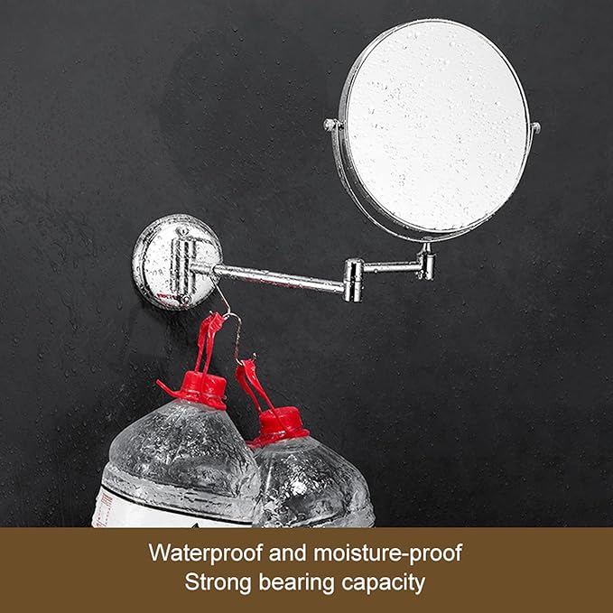 Wall Mounted Makeup Mirror, 3X Wall Mounted Magnifying Mirror Adjustable Height Double-Sided Mirrors for Bathroom Vanity,8 Inch Extendable Bathroom Mirror for Shaving 8 inches