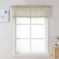 Chyhomenyc Sheer Taupe Valances for Windows 2 Pack, Small Window Curtains for Living Room Bathroom Cafe Laundry Basement, Modern Top Dual Rod Pocket Voile Curtain, 42W x 18L inches, Taupe