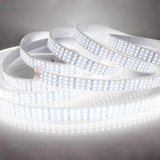 16.4Ft Super Bright Triple Row LED Strip Lights, Daylight White 6000K DC12V 1800LEDs Dimmable Flexible Truck LED Tape Lights, Outdoor Waterproof IP67 Wheel Light Strips