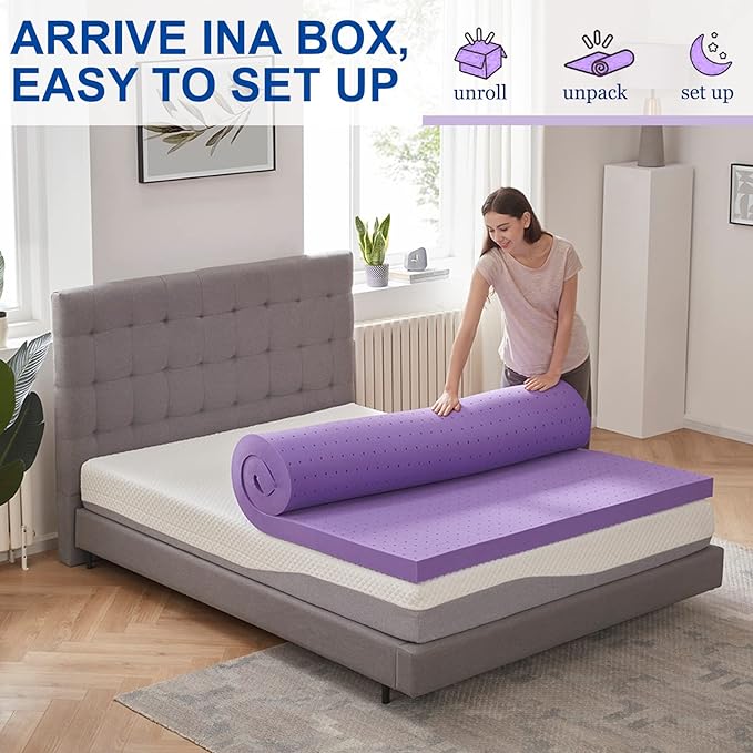 SINWEEK 4 Inch Gel Memory Foam Mattress Topper Ventilated Soft Pressure Relieve Mattress Pad, Breathable Bed Topper, CertiPUR-US Certified, King Size