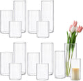 yshengood 12 Pcs Ribbed Hurricane Glass Candle Holders Glass Cylinder Candle Holder for Pillar Candle Floating Candle Holder