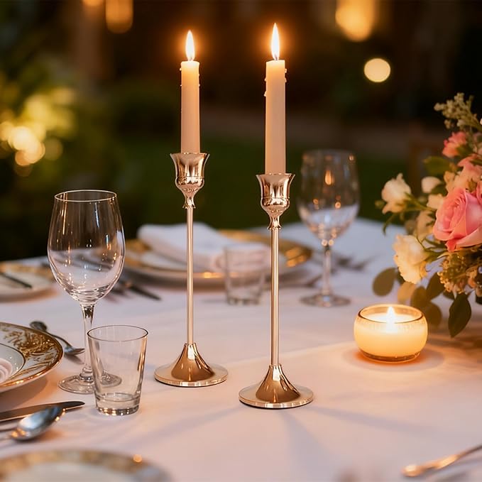 Candlestick Holders Rose Gold, 9 Packs Taper Candle Holder for Candlesticks, Candle Sticks Holder Decor for Home Decor