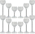 Bulk Crystal Candle Holder Set, 3 Sizes Tealight Candlestick Holders, Elegant Candelabra for Wedding Table Centerpiece, Fireplace, Home & Living Room Decor – Kehail (Set of 12, Silver)