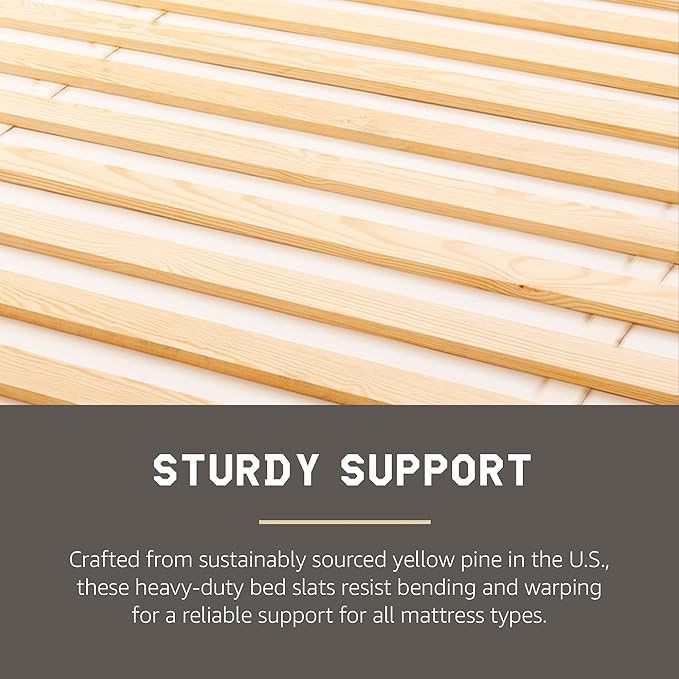 Hercules Bed Support Slats, Heavy-Duty Solid Pine Wood Bunkie Board, Xtreme, Queen Size - Wooden Mattress Frame and Platform - Easy Assembly for Beds