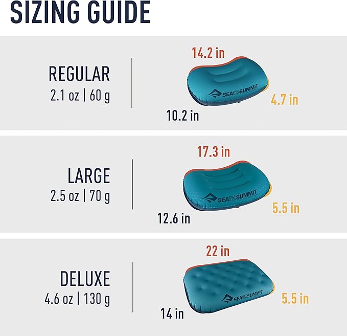 Sea to Summit Aeros Ultralight Inflatable Camping and Travel Pillow, Large (17.3 x 12.6) Grey