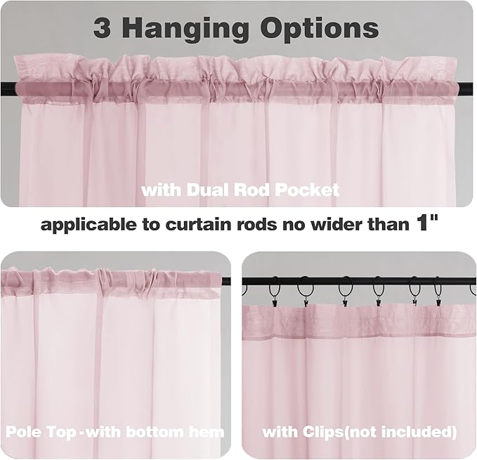 Chyhomenyc Blush Pink Sheer Curtains 78 Inches Long 2 Panels Set for Living Room, Light Filtering Voile Lightweight Bedroom Curtains, Rod Pocket Solid Window Treatment Drapes, Each 42W x 78L