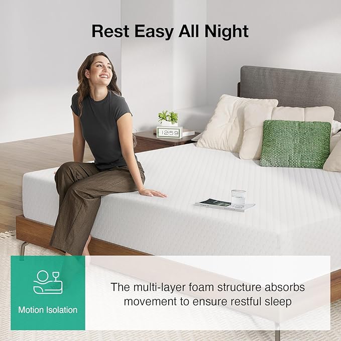 Novilla Queen Mattress, 10 Inch Memory Foam Mattress Queen Size with Comfort Foam for Pressure Relief & Cool Fresh Sleep,Removable Washable Cover, Memory Foam Mattresses, Medium Firm