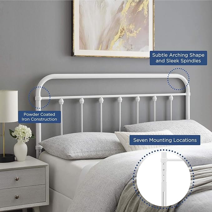 Modway MOD-6152-WHI Sage Twin Metal Headboard, White