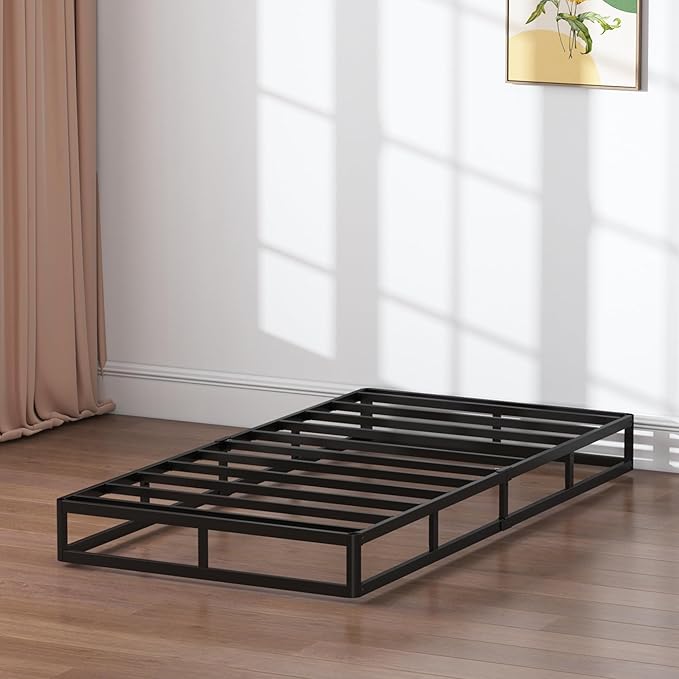 Box Spring Twin XL 7 Inch Metal Box Springs Twin XL Size Basics Bed Base, Mattress Foundation,Black Heavy Duty Structure with Cover, No Noise,Easy Assembly