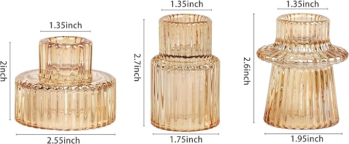 Vixdonos Taper Glass Candlestick Holders Tealight Candle Holders for Table Centerpieces, Wedding Decor and Dinner Party (6 Pcs, Gold)