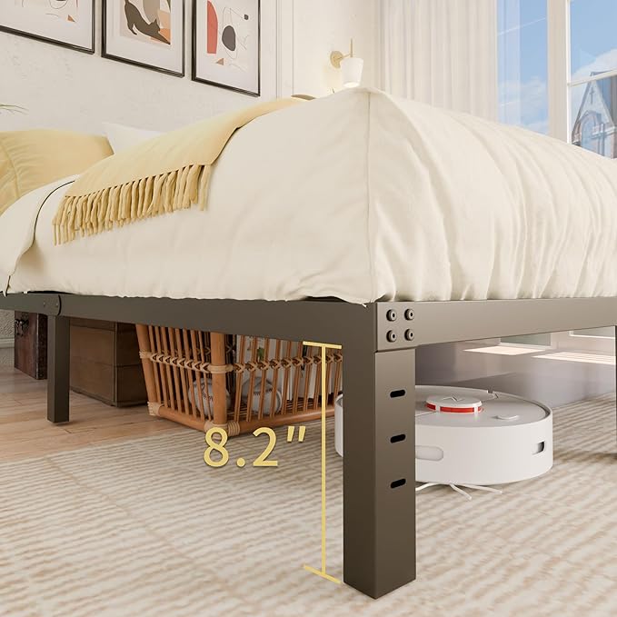 ALDRICH 10 Inch Metal Bed Frame Queen Size - Double Black Basic Steel Slats Platform, Easy Assembly Heavy Duty Noise Free Bedframes, No Box Spring Needed