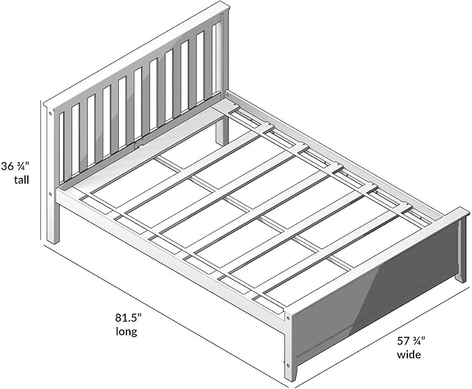 Plank+Beam Solid Wood Full Bed Frame, Platform Bed with Headboard, Walnut