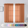 Aiyufeng Orange Sheer Curtains 45 inches Long, Short Kitchen Window Treatment Solid Sheers Cafe Curtains Bathroom Voile Half Window Curtains 2 Panels, Rod Pocket, 42" Wx45 L