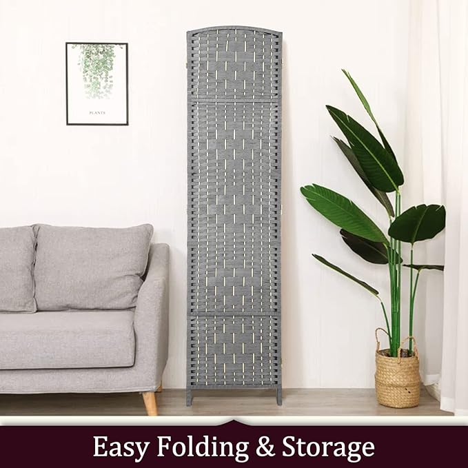 Rose Home Fashion 6 ft Tall Room Divider, Room Dividers and Folding Privacy Screens, 15.7in Privacy Screen 3 Panel Partition Temporary Wall Separation for Private, Grey