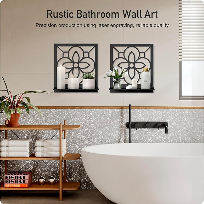 Abstract Candle Wall Holder, Pastoral Bathroom Wall Art for Living Room Bedroom Bathroom (2 Pack 11.8 x 13 in)
