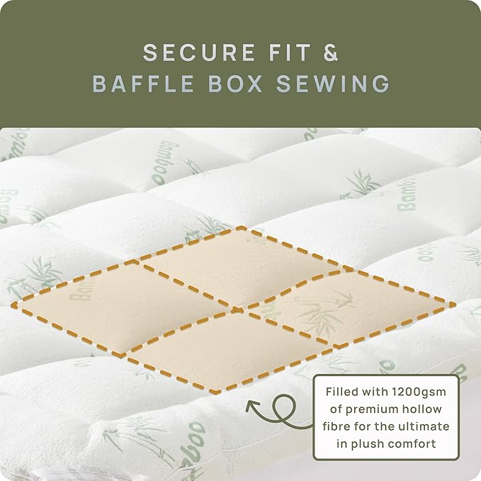 Cooling Mattress Topper - Twin XL Size | Plush Pad Mattress Topper for Back Pain Relief, 8-21" Deep Pocket | Viscose Made from Bamboo Pillow Top | Bedroom Essentials