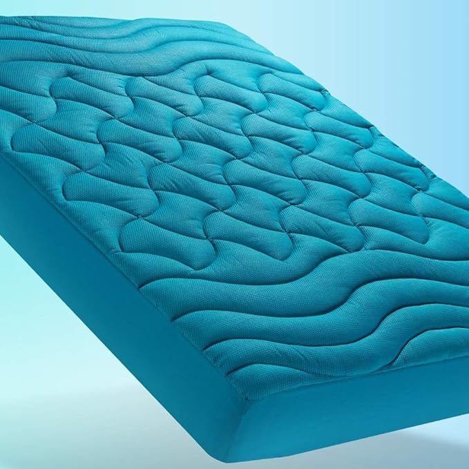 SLEEP ZONE Cooling Mattress Topper for College Dorm, Premium Zoned Quilted Mattress Pad, Fitted Mattress Protector Cover, Machine Wash Durable, Deep Pocket 8-21 inch, (Teal, Twin XL)