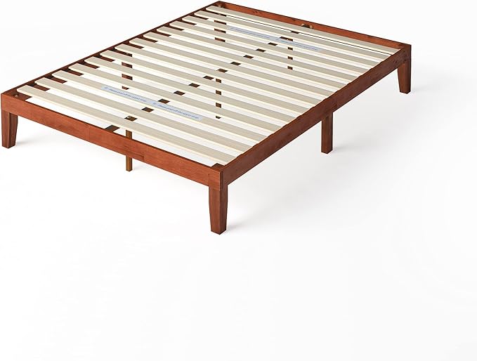 ZINUS Wen Wood Platform Bed Frame, Solid Wood Foundation, Wood Slat Support, No Box Spring Needed, Easy Assembly, Cherry, Full