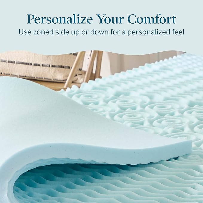 LUCID Gel Infused Memory Foam Mattress Topper – 2 Inch Mattress Topper – 5 Comfort Zones Relieve Pressure – CertiPUR-US Certified Foam - Twin