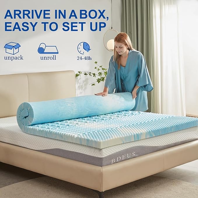 SINWEEK Mattress Topper Memory Foam Mattress Topper 1.5 Inch Queen Soft Mattress Pad for Pressure Relief, 5-Zone Design, CertiPUR-US Certified