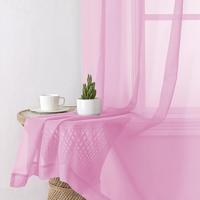 Aiyufeng 96inch Long Pink Sheers Drapes