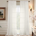 Aiyufeng Sheer Ivory Curtains 120 Inches Long, Extra Long Rod Pocket Solid Color Window Sheer Curtain Panels, Elegant Curtains & Drapes for Living Room, Bedroom 2 Panels (Ivory, 59" W x 120" L)