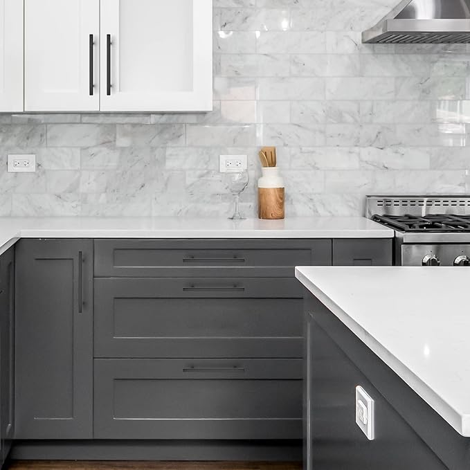 Ravinte Cabinet Handles 25 Pack - 6-3/10 Inch Matte Black Square Pulls, 8-4/5 Inch Overall Length for Kitchen Hardware and Drawers