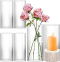 Humicane Candle Holder,Open Ended Glass Candleholder Multiple Size Choices,Clear Cylinder GlassCandle Holder for Wedding Centerpieces,Home Decor(3pcs:8x4", 3pcs: 8x3.5")