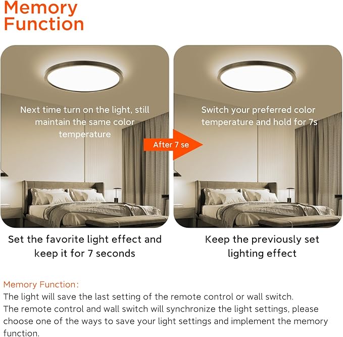 TALOYA Flush Mount Ceiling Light with Remote,3000K-6500K Adjustable,2000K Nightlight,12 Inch, Led Low Profile Ceiling Lights for Bedroom, Living Room, Kitchen, Black