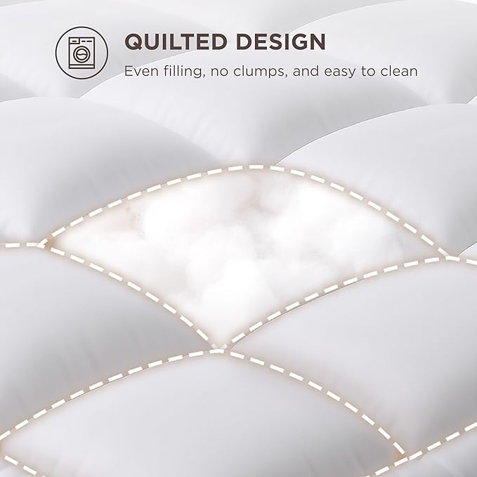Bedsure Cal King Mattress Topper - Pillow Top Mattress Pad Cover with Deep Pocket Fits up to 21 Inches, Plush Soft Bed Topper for Back Pain Relief, Overfilled with Down Alternative Filling, White