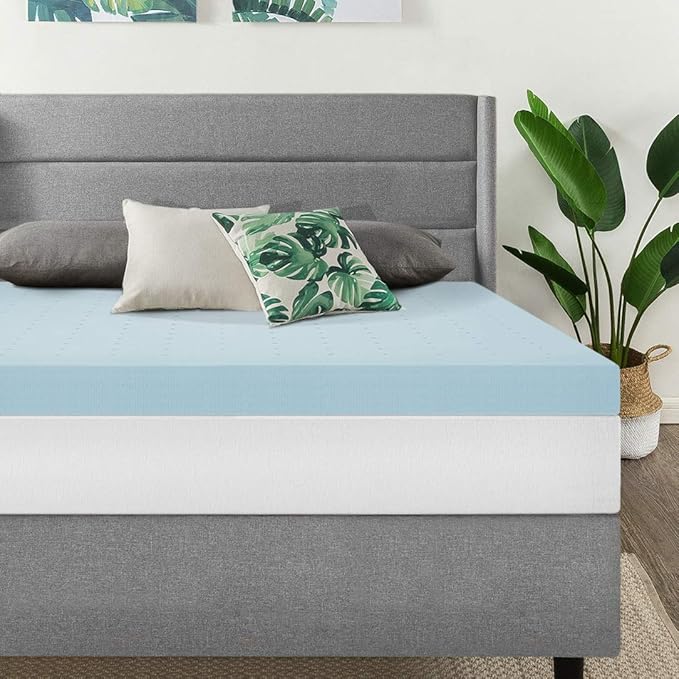 Best Price Mattress 4 Inch Ventilated Memory Foam Mattress Topper, Cooling Gel Infusion, CertiPUR-US Certified, Dorm Essentials, Cal King