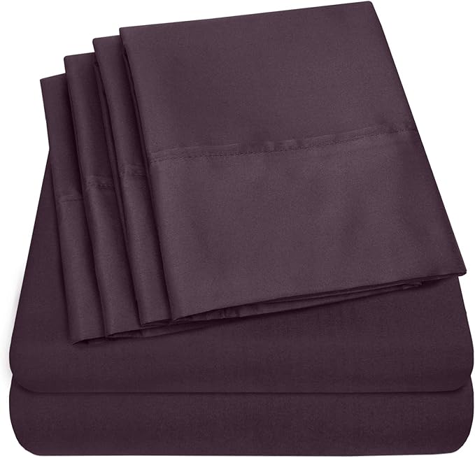 Full Size Bed Sheets - 6 Piece 1500 Supreme Collection Fine Brushed Microfiber Deep Pocket Full Sheet Set Bedding - 2 Extra Pillow Cases, Great Value, Full, Purple